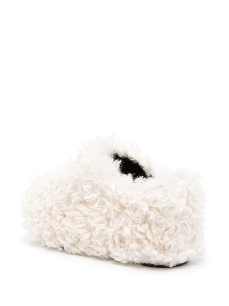 Neutral Faux-shearling Platform Clogs