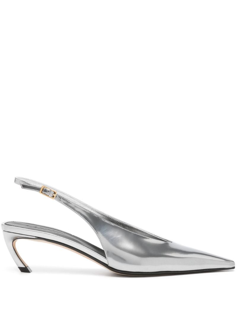 Silver Swing 45 Metallic-leather Slingback Pumps