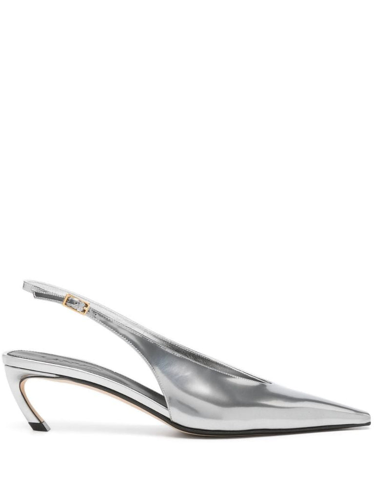 Silver Swing 45 Metallic-leather Slingback Pumps