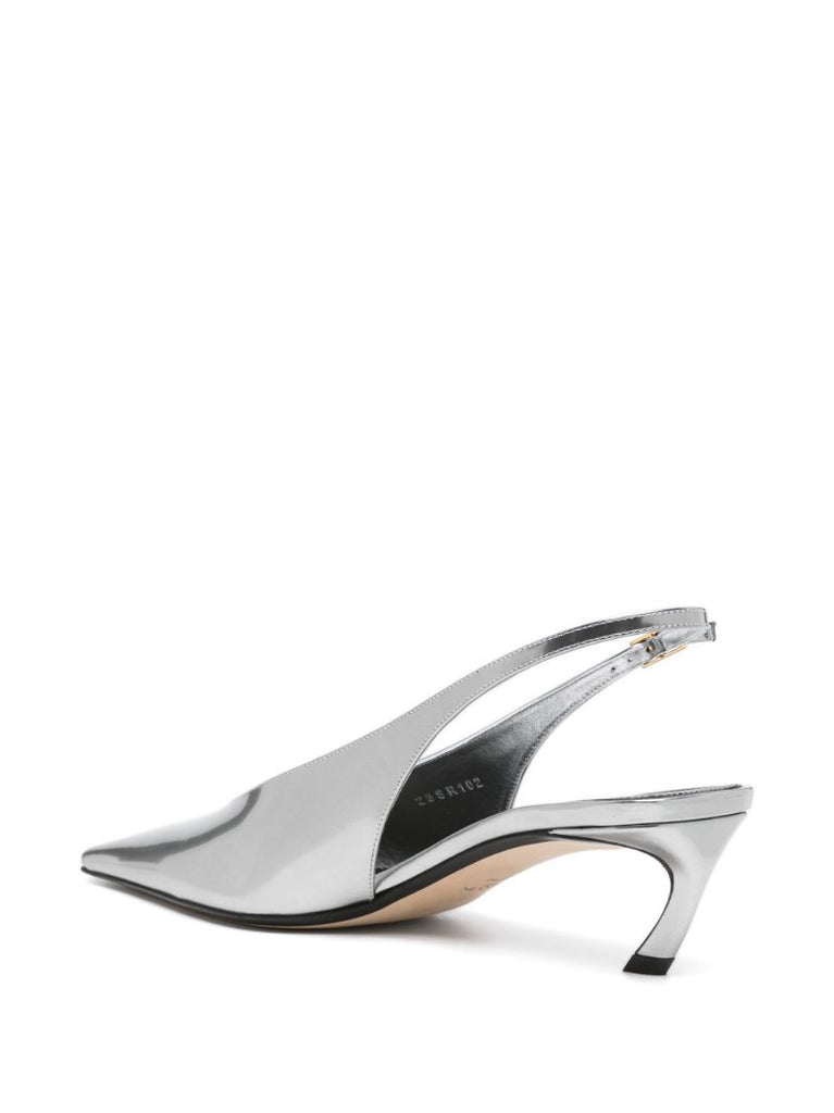 Silver Swing 45 Metallic-leather Slingback Pumps