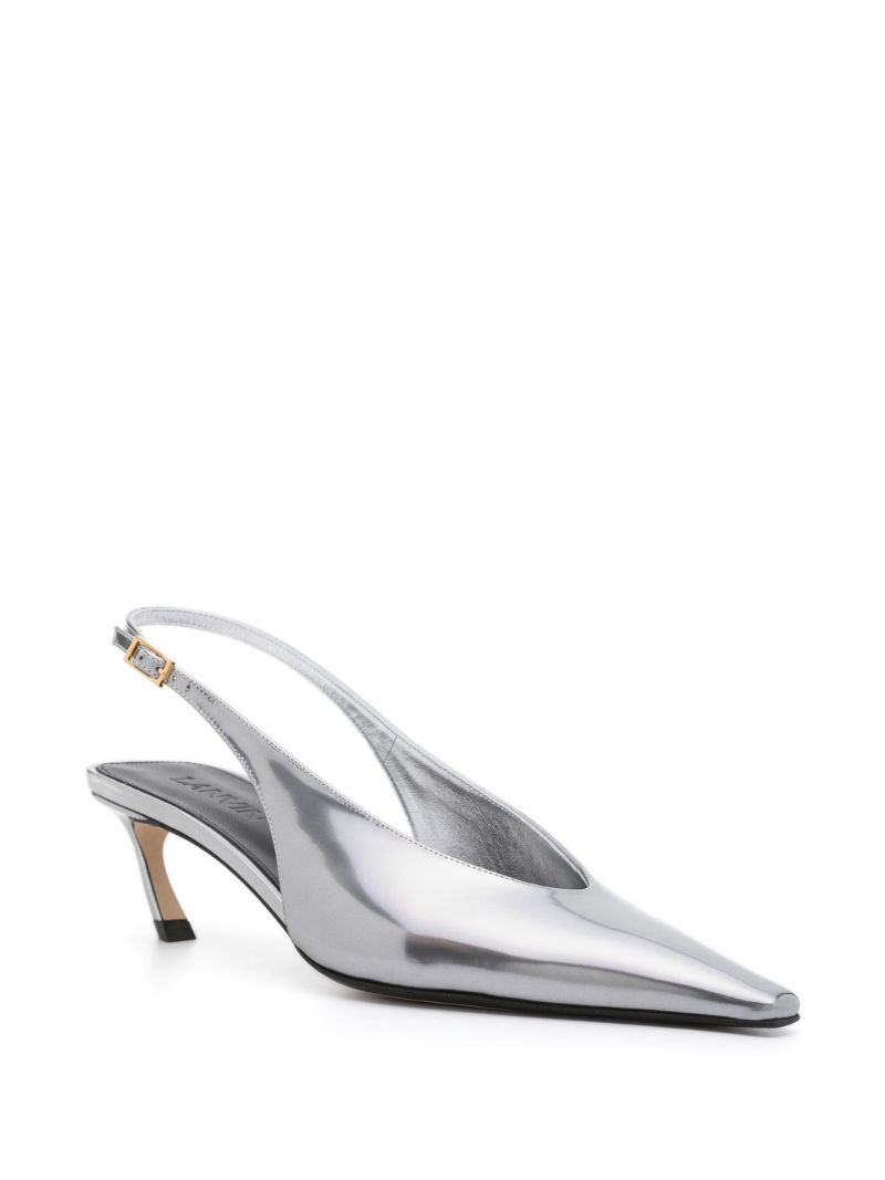 Silver Swing 45 Metallic-leather Slingback Pumps