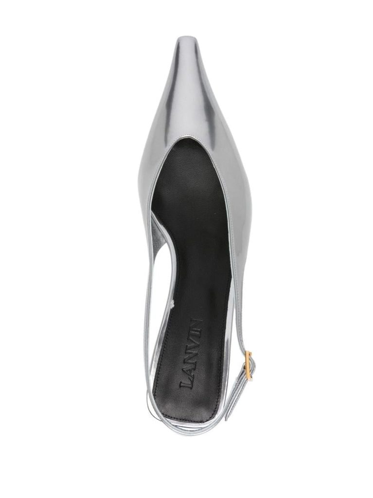 Silver Swing 45 Metallic-leather Slingback Pumps