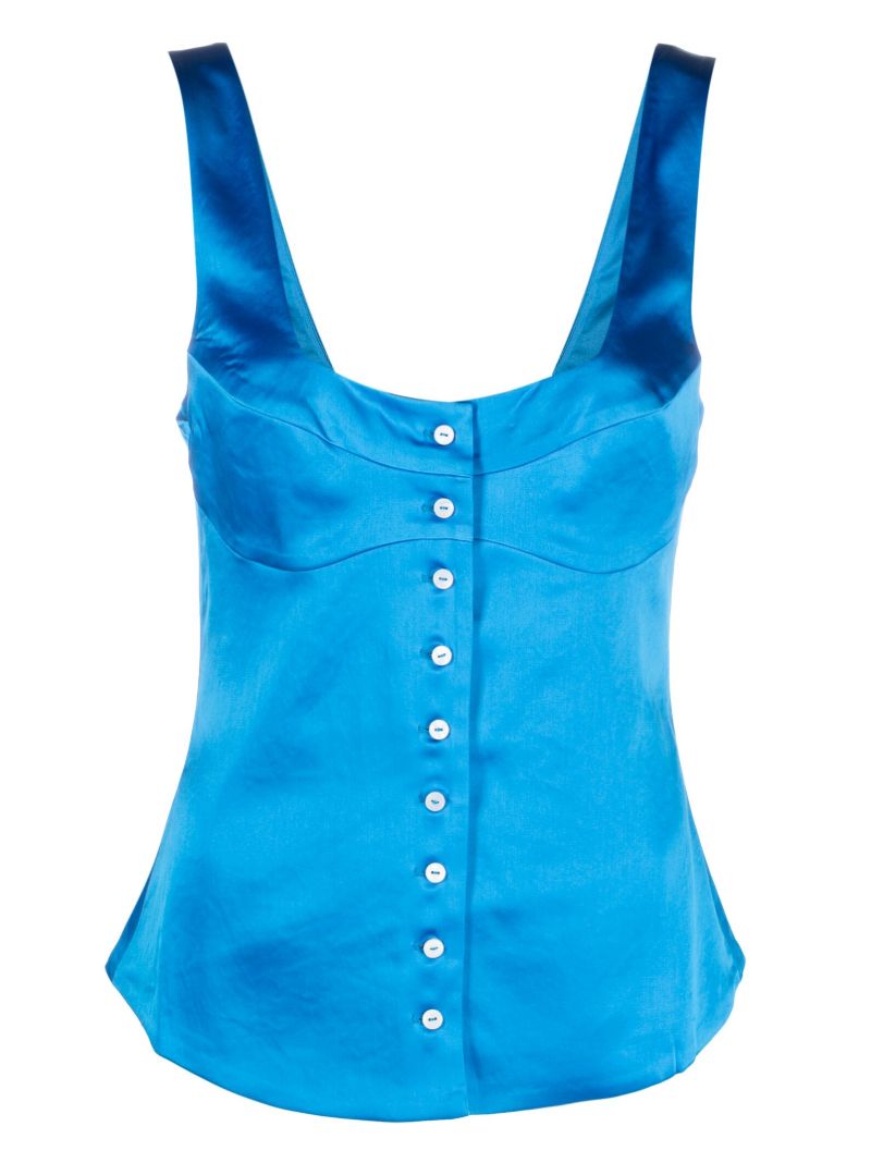 Blue Satin Buttoned Up Vest