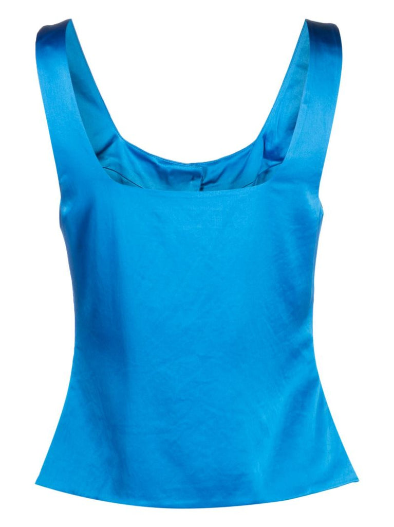 Blue Satin Buttoned Up Vest