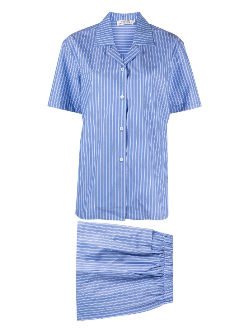 Blue Cotton Striped Pajama Set