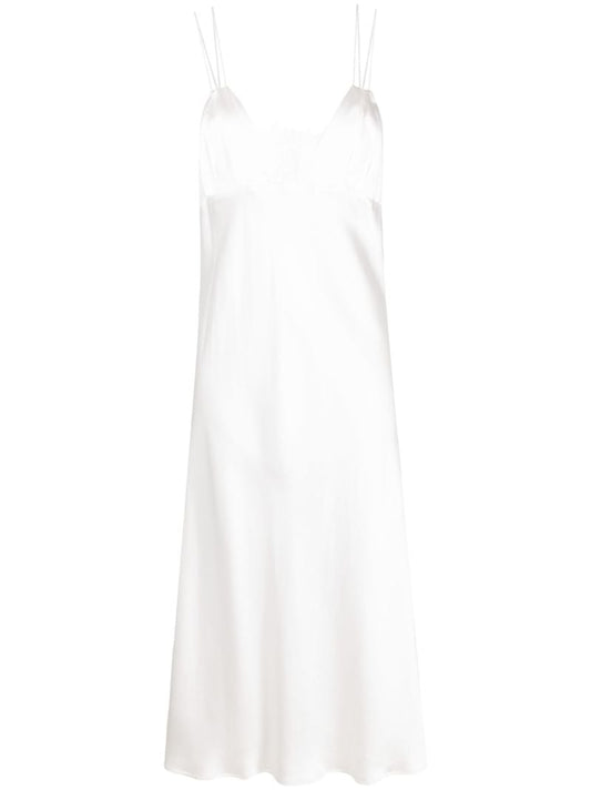White Maison E Talisa Silk Slip Dress
