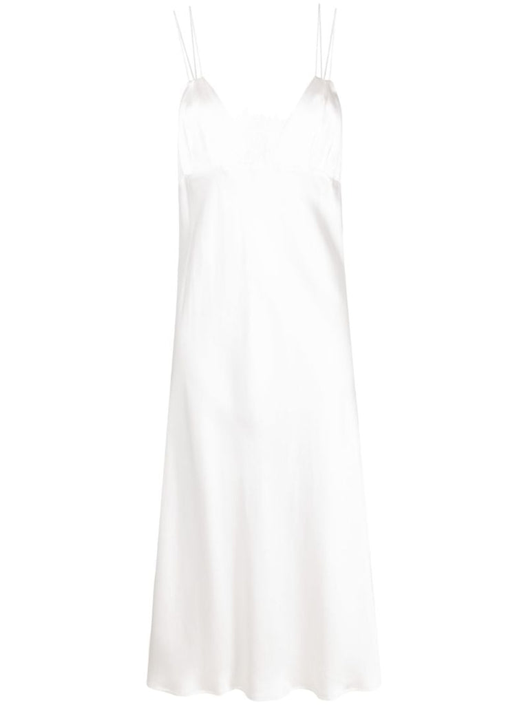 White Maison E Talisa Silk Slip Dress