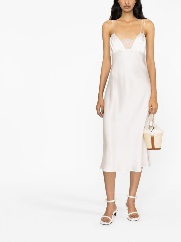 White Maison E Talisa Silk Slip Dress