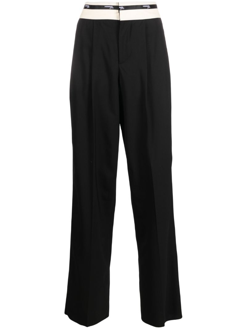 Black Logo-waistband Wool Trousers