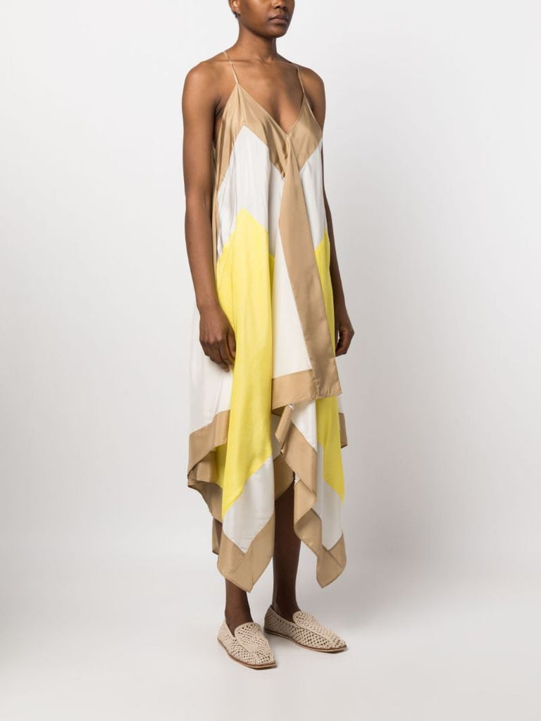 Neutral Asymmetric Silk Dress