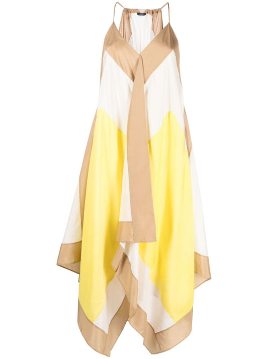 Neutral Asymmetric Silk Dress