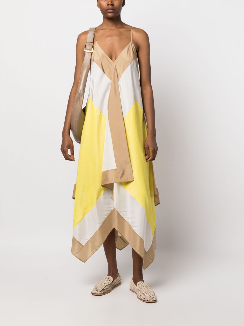 Neutral Asymmetric Silk Dress