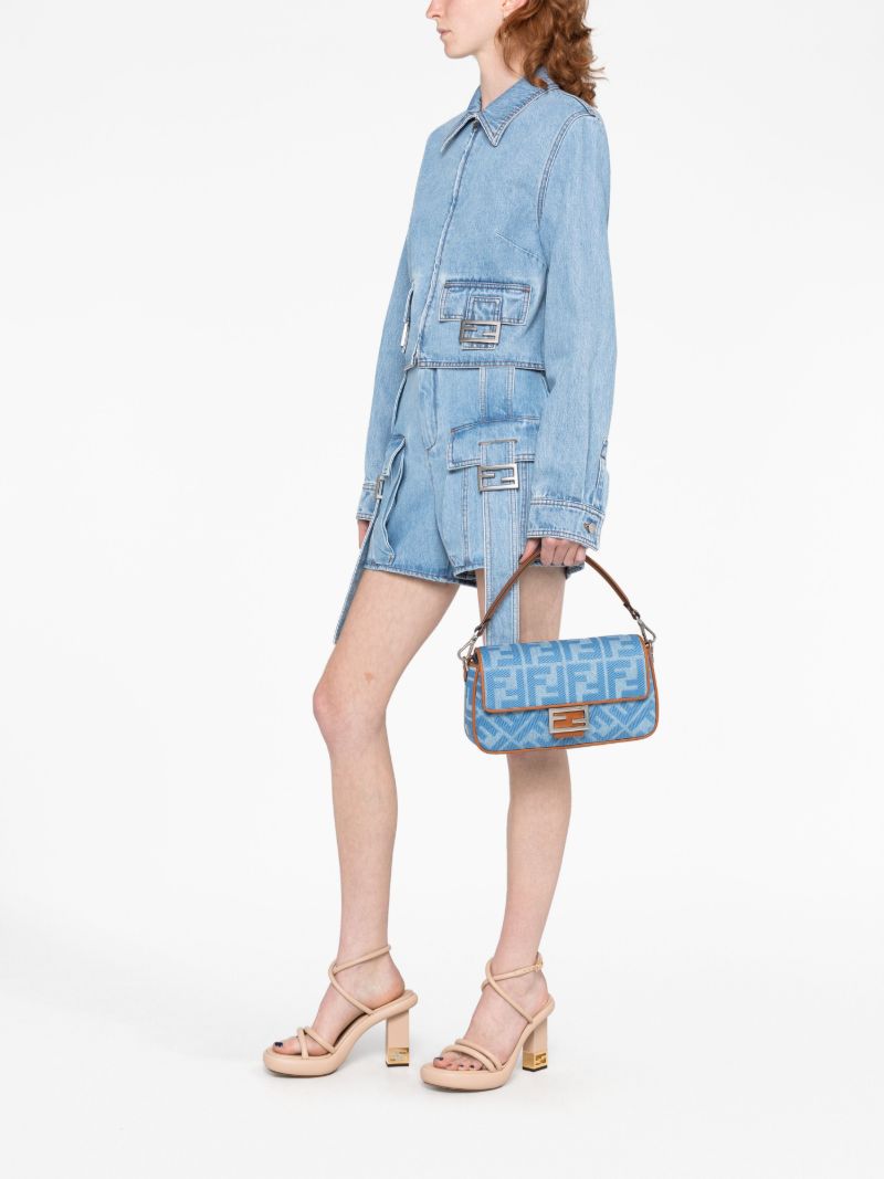 Blue Baguette Denim Shoulder Bag