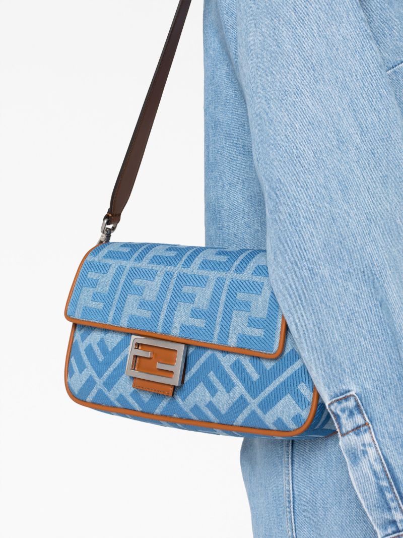 Blue Baguette Denim Shoulder Bag