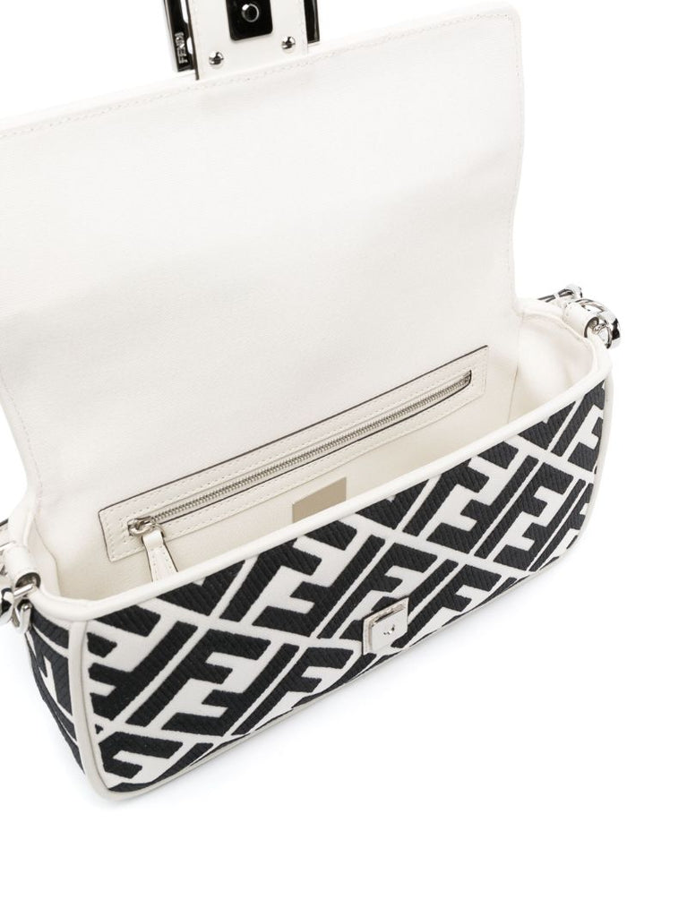 White Ff Baguette Shoulder Bag