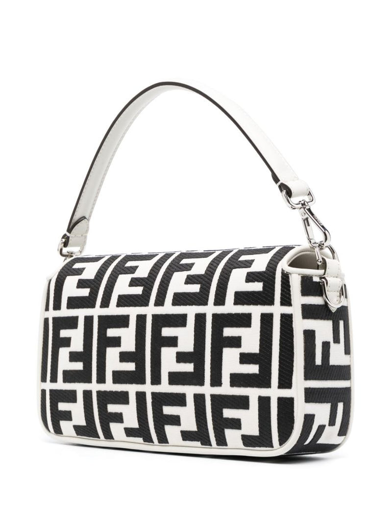 White Ff Baguette Shoulder Bag