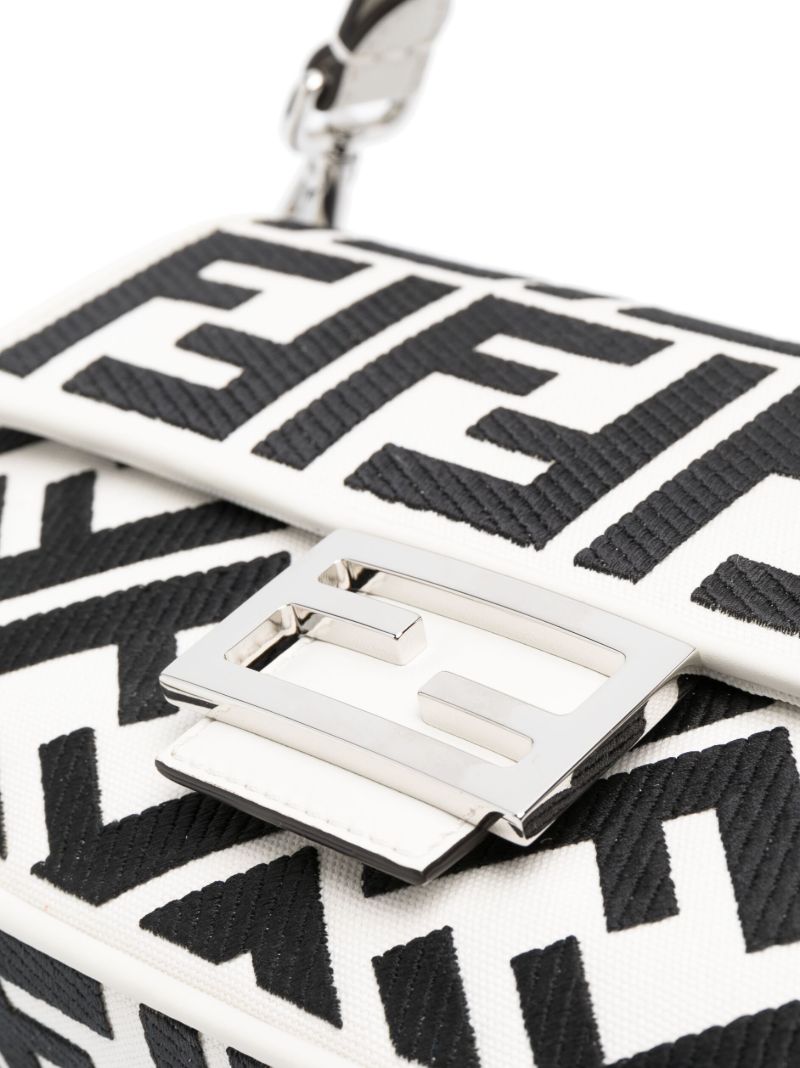 White Ff Baguette Shoulder Bag
