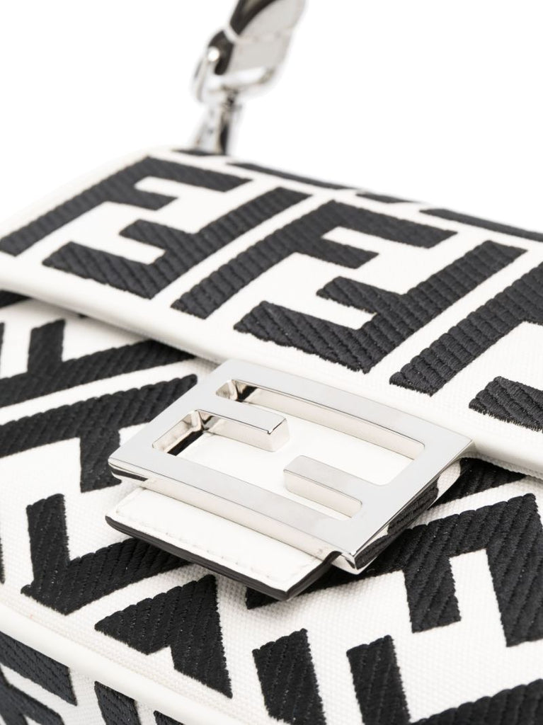White Ff Baguette Shoulder Bag