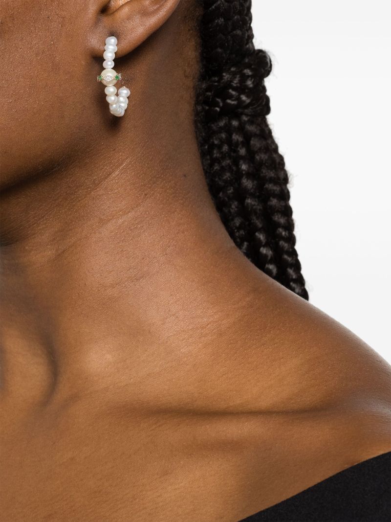 9k Yellow Gold Chelsea NÃ_x0082_Â°1 Pearl and Diamond Hoop Earring