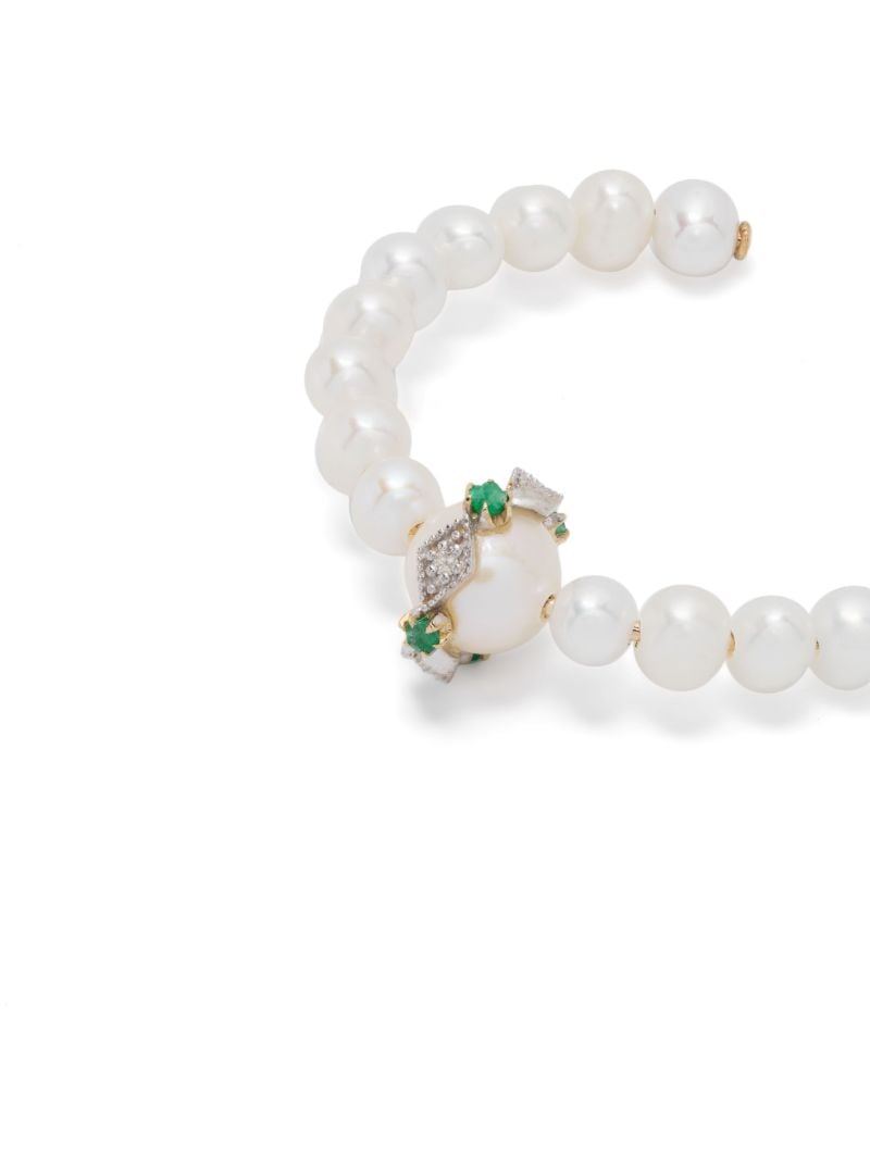 9k Yellow Gold Chelsea NÃ_x0082_Â°1 Pearl and Diamond Hoop Earring