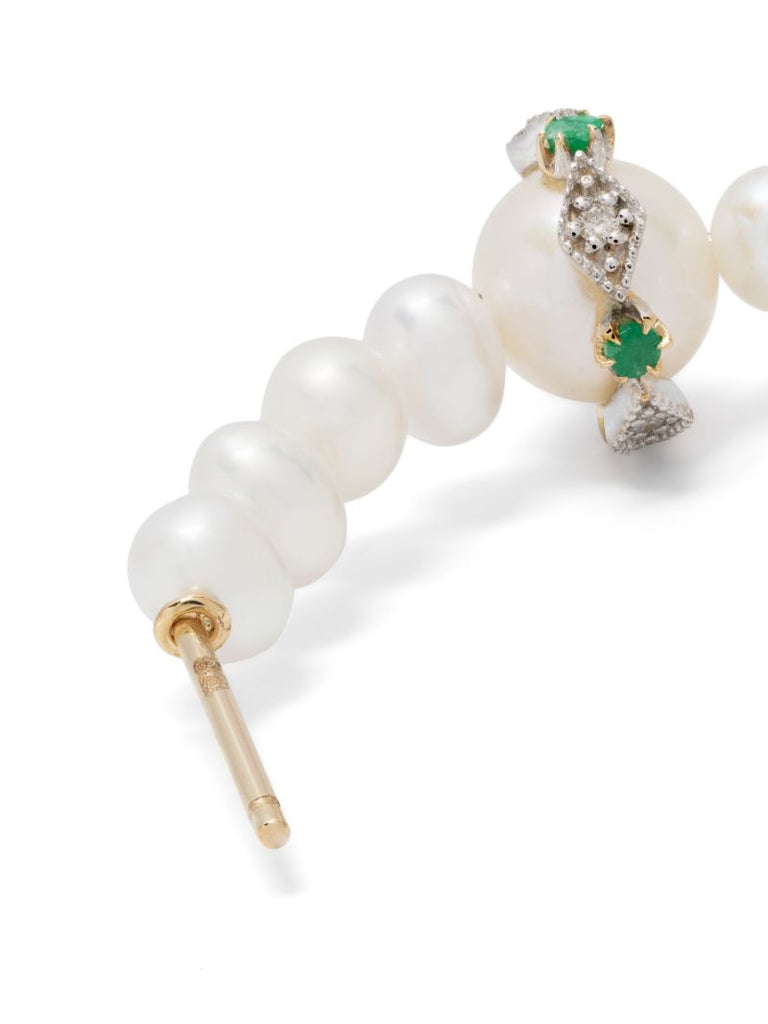 9k Yellow Gold Chelsea NÃ_x0082_Â°1 Pearl and Diamond Hoop Earring