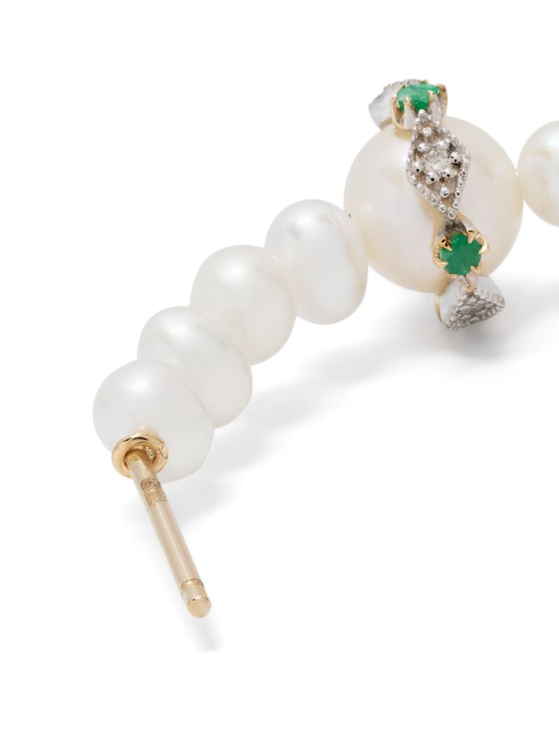 9k Yellow Gold Chelsea NÃ_x0082_Â°1 Pearl and Diamond Hoop Earring