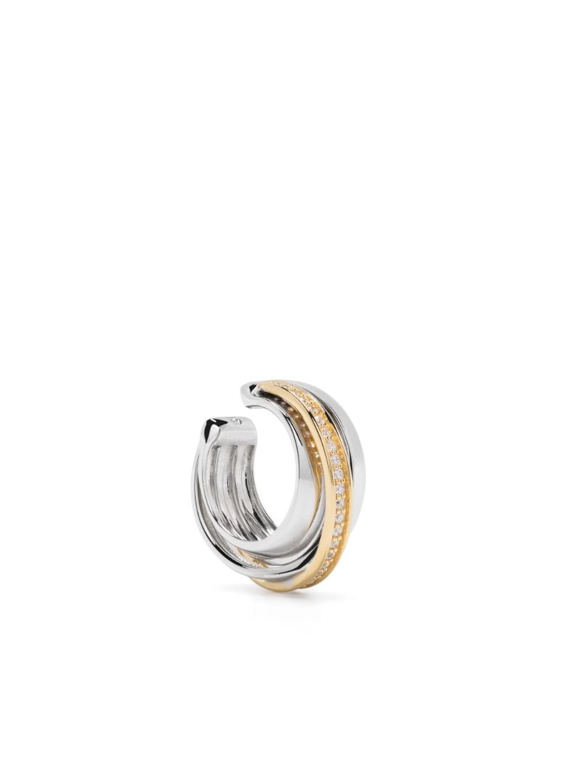 9k Yellow Gold Orb Duo Crystal Single Ear Cuff