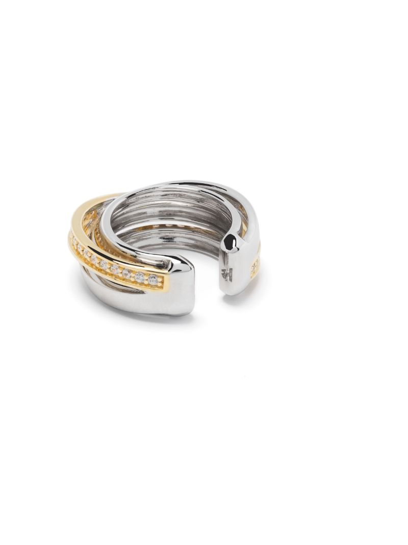 9k Yellow Gold Orb Duo Crystal Single Ear Cuff