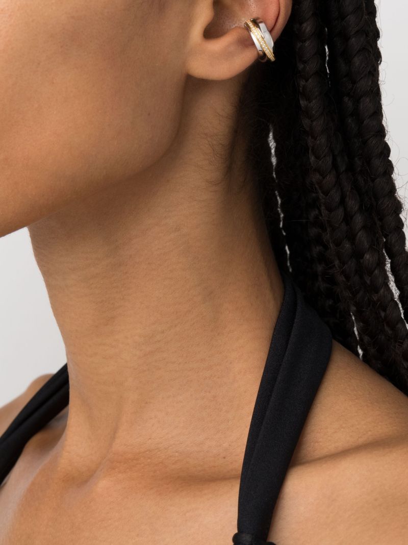 9k Yellow Gold Orb Duo Crystal Single Ear Cuff