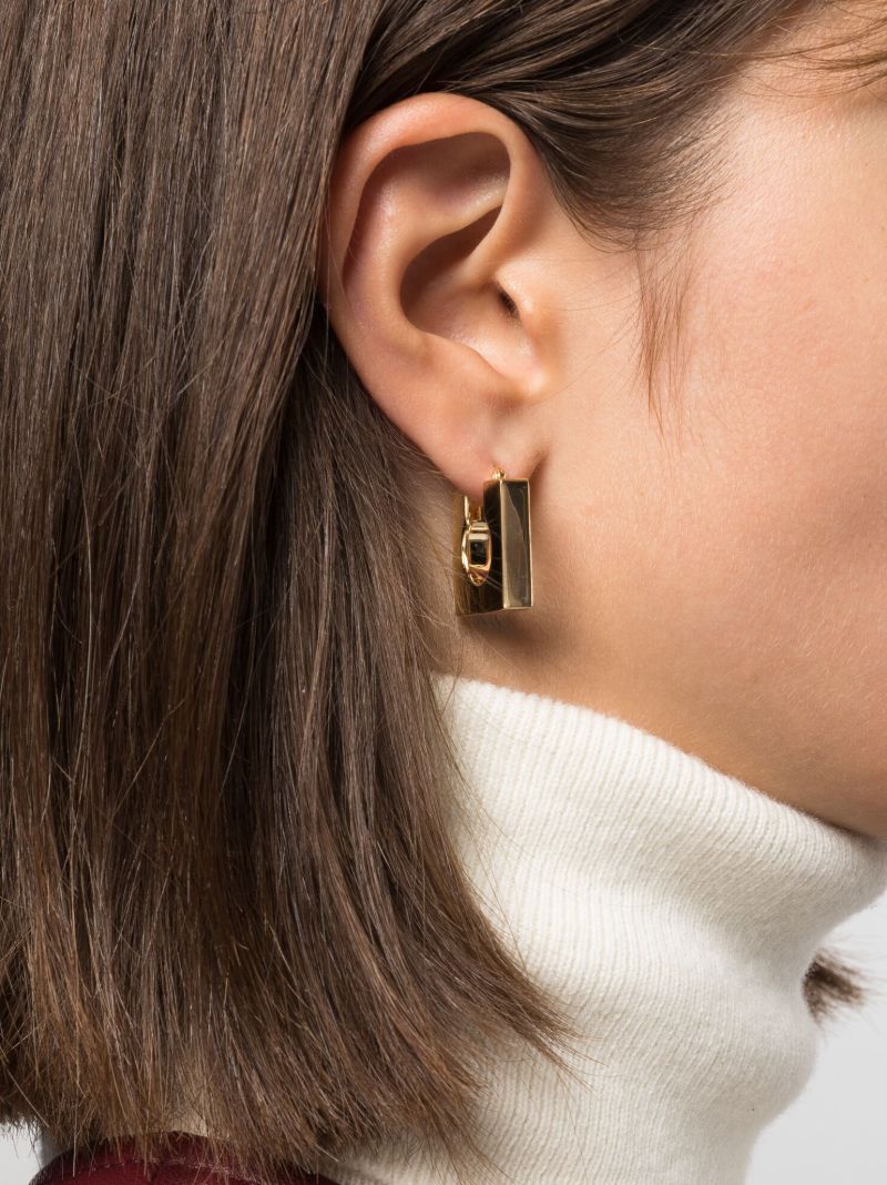 Gold-tone Les Boucles Rond CarrÃ_x0083_Â© Hoop Earrings