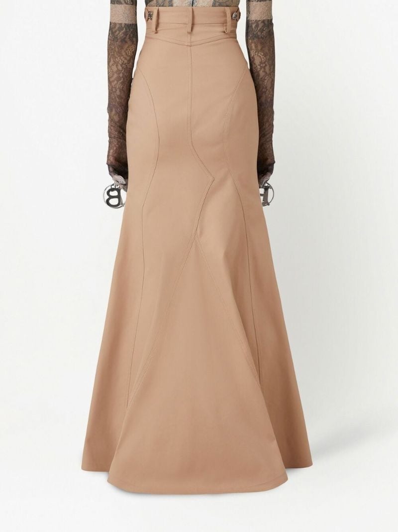 Neutral Cotton Gabardine Flared Maxi Skirt