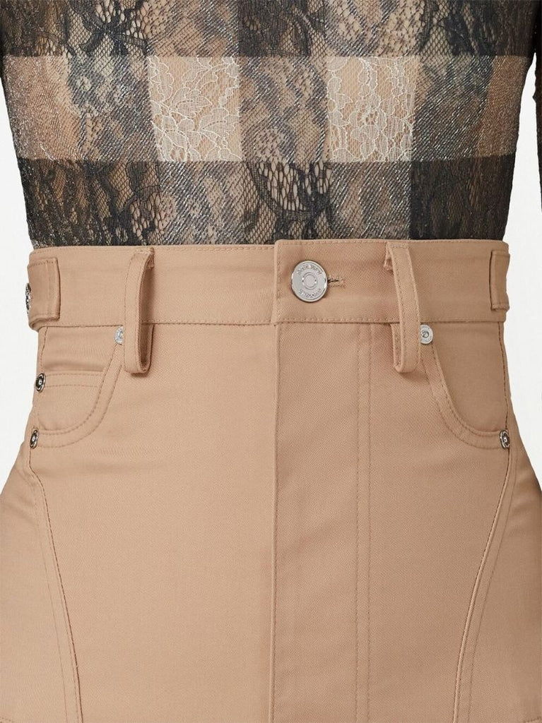 Neutral Cotton Gabardine Flared Maxi Skirt