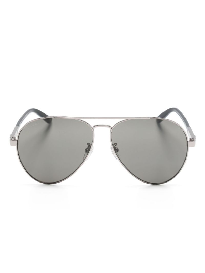 Black Web Stripe Pilot Sunglasses