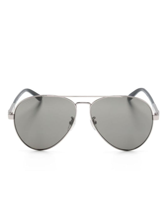 Black Web Stripe Pilot Sunglasses