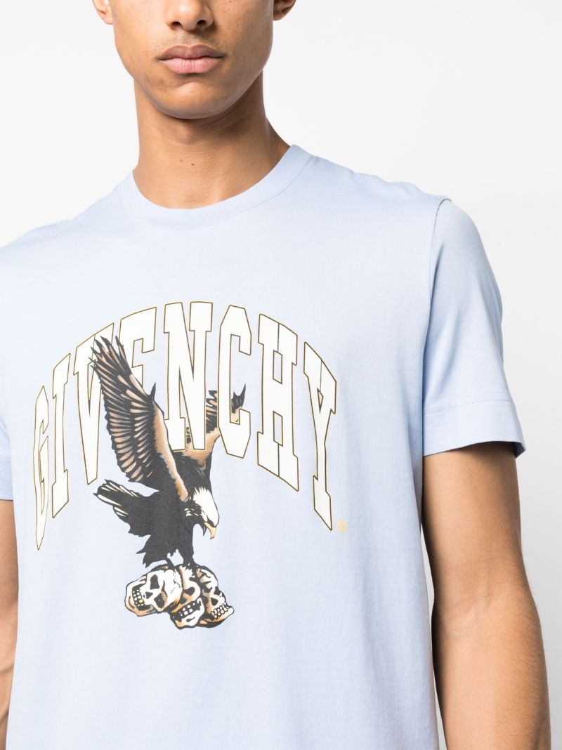 Blue Eagle-print Cotton T-shirt