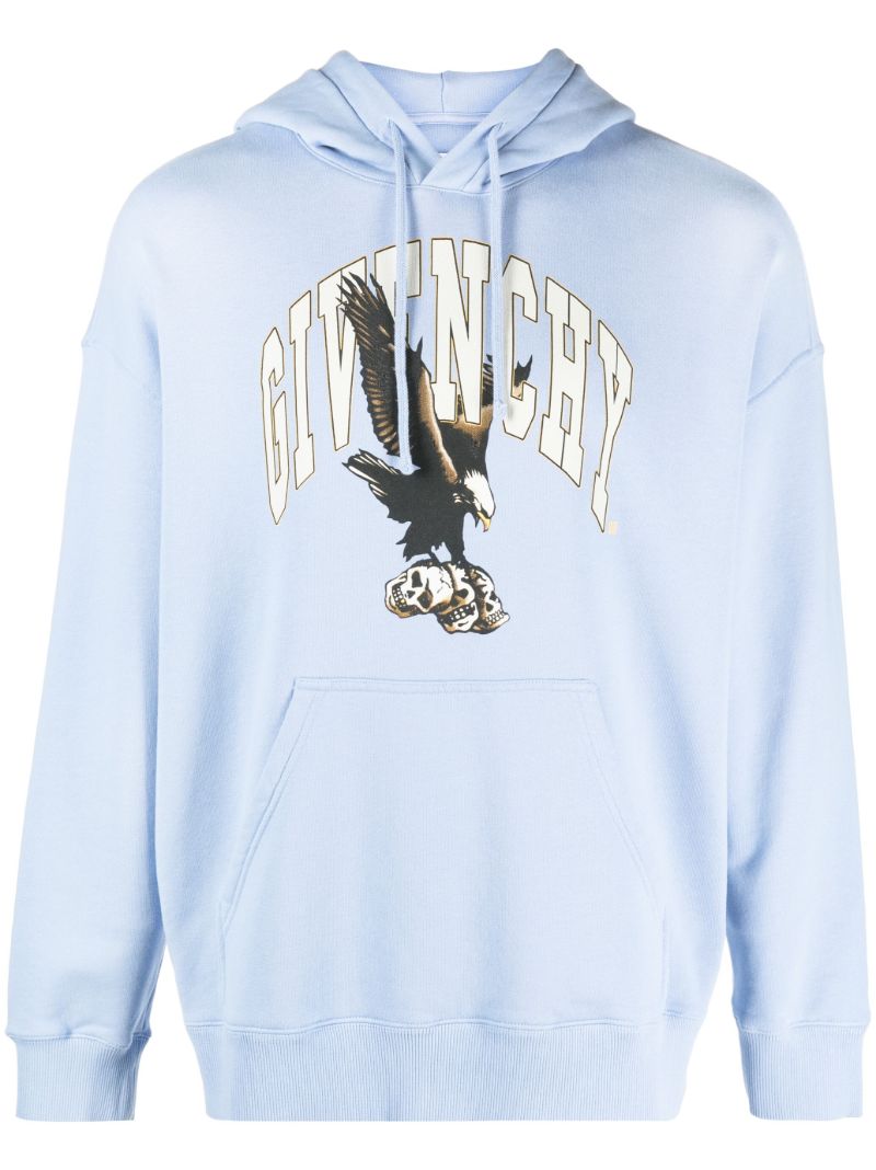 Blue Eagle-print Cotton Hoodie