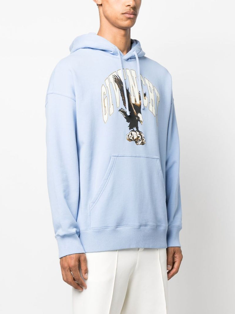 Blue Eagle-print Cotton Hoodie