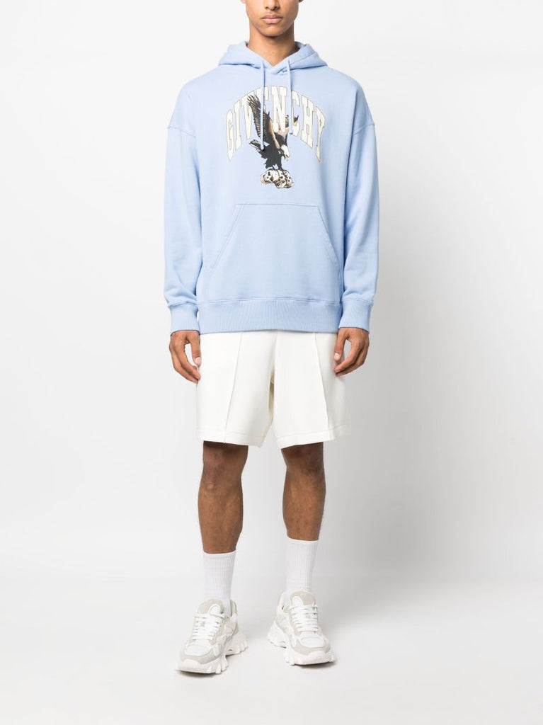 Blue Eagle-print Cotton Hoodie