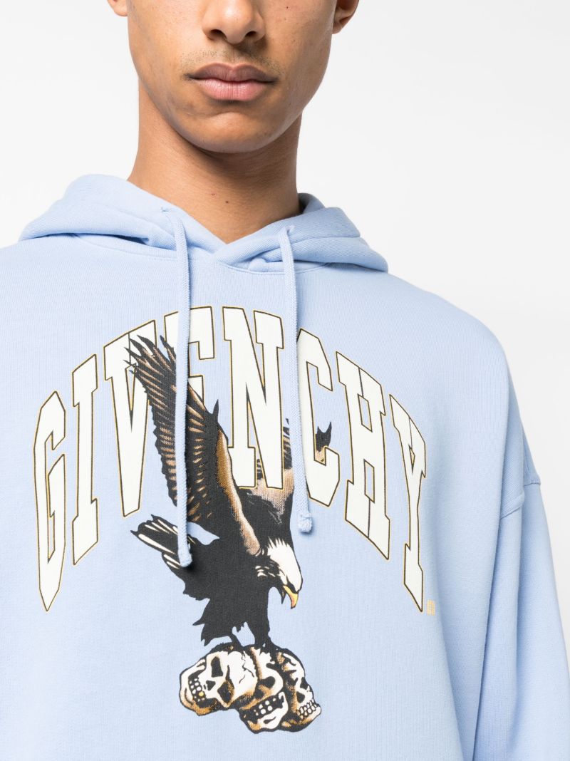 Blue Eagle-print Cotton Hoodie