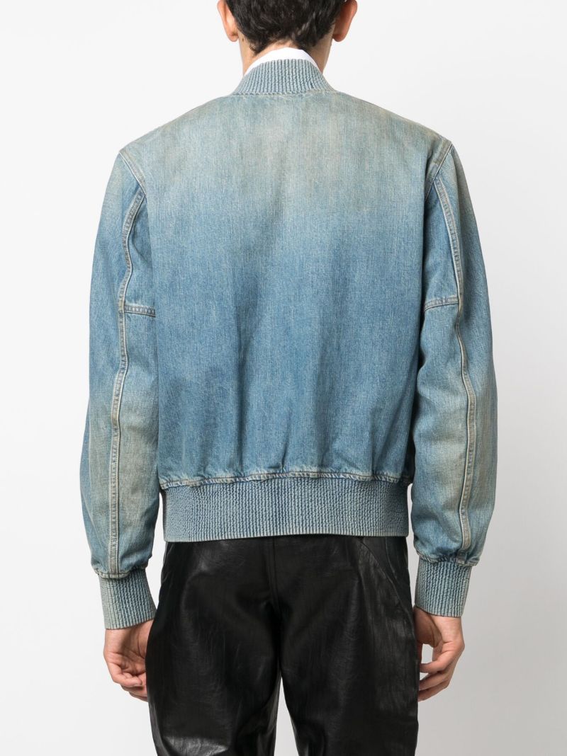 Blue Logo-print Denim Bomber Jacket