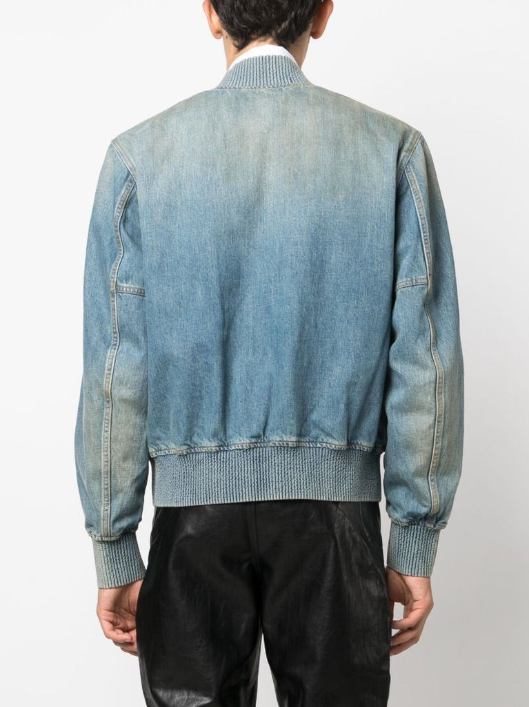 Blue Logo-print Denim Bomber Jacket