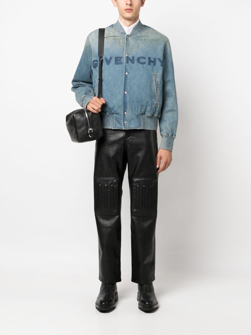 Blue Logo-print Denim Bomber Jacket