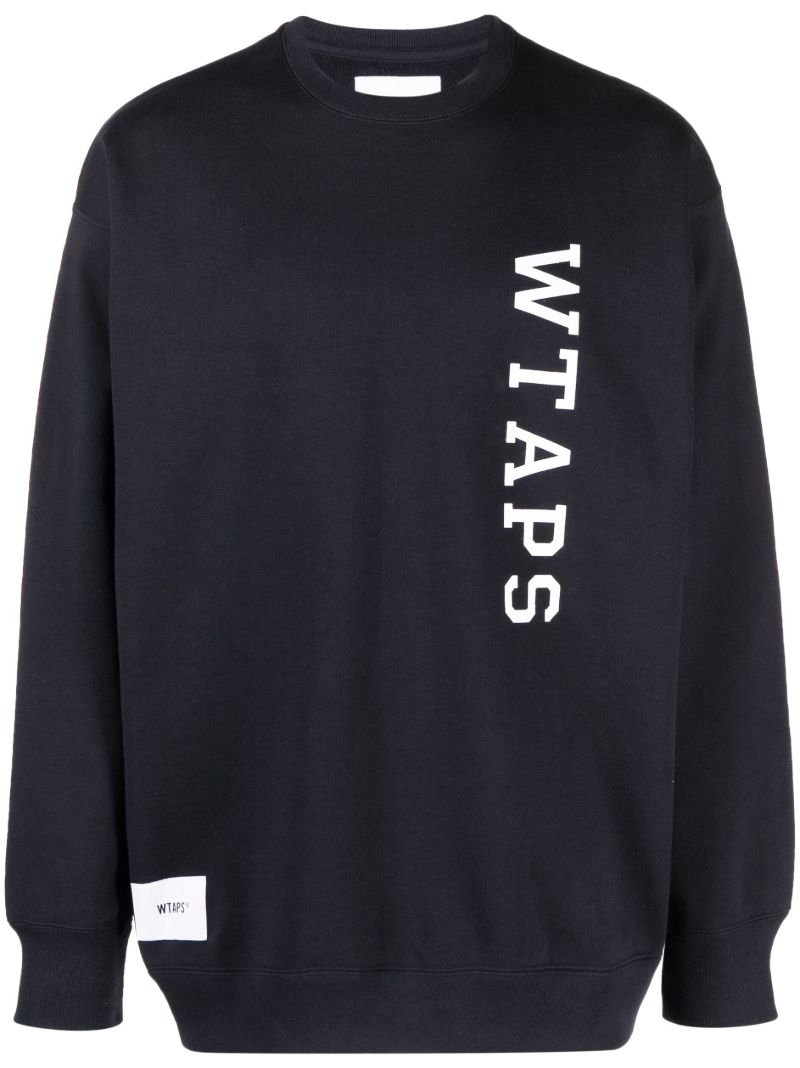 Blue Logo Print Cotton Hoodie