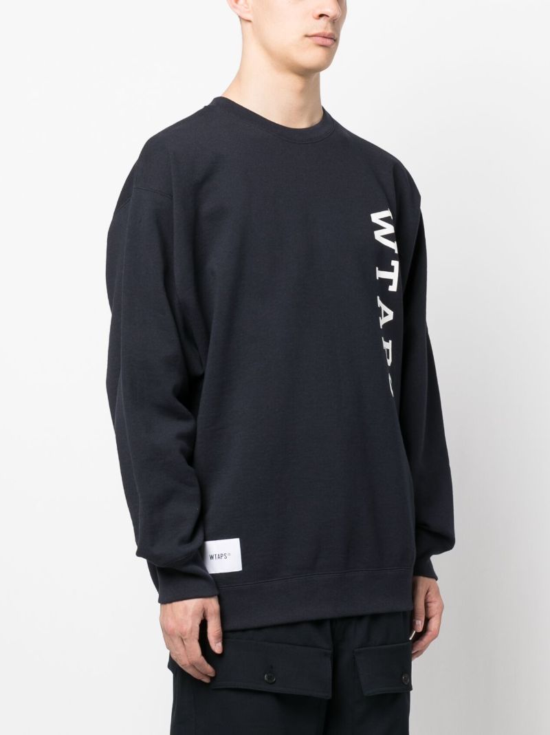 Blue Logo Print Cotton Hoodie