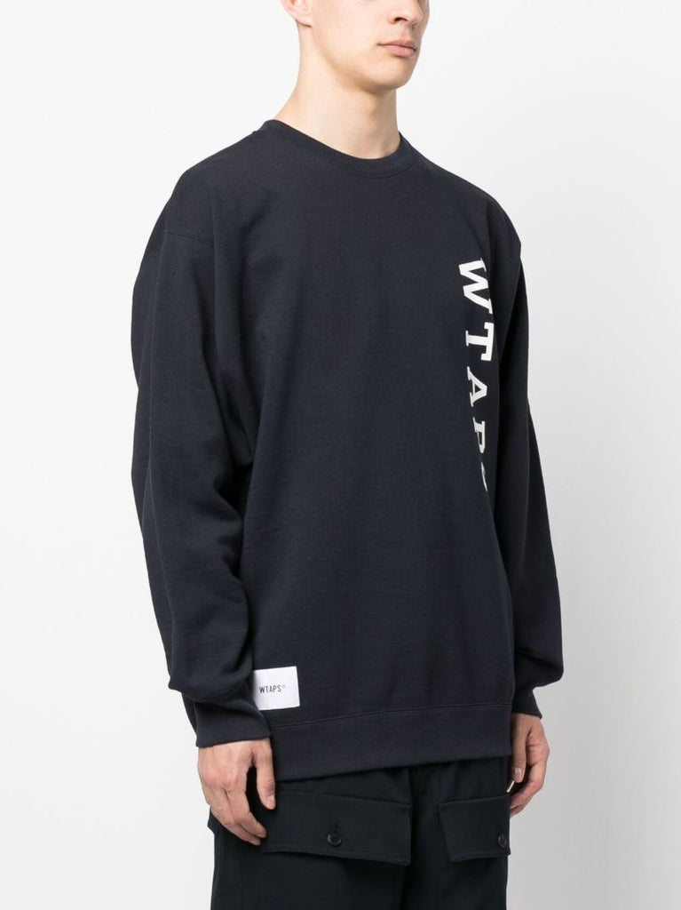 Blue Logo Print Cotton Hoodie