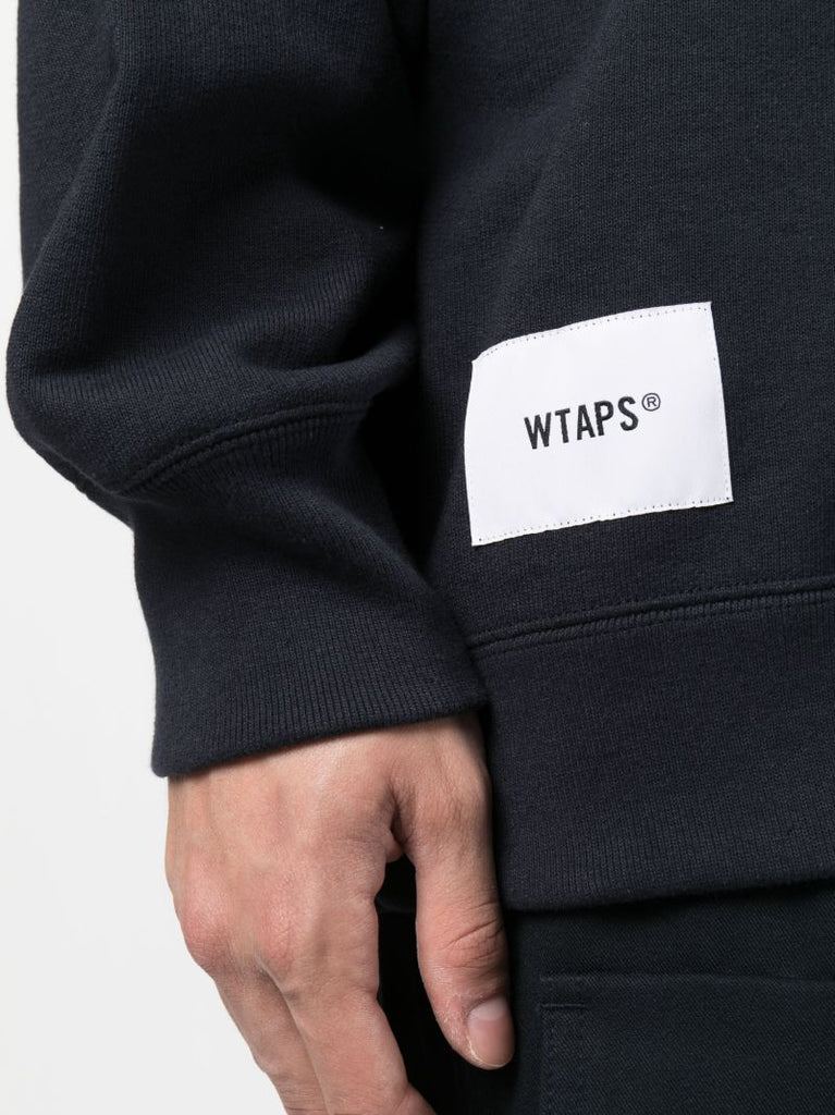 Blue Logo Print Cotton Hoodie