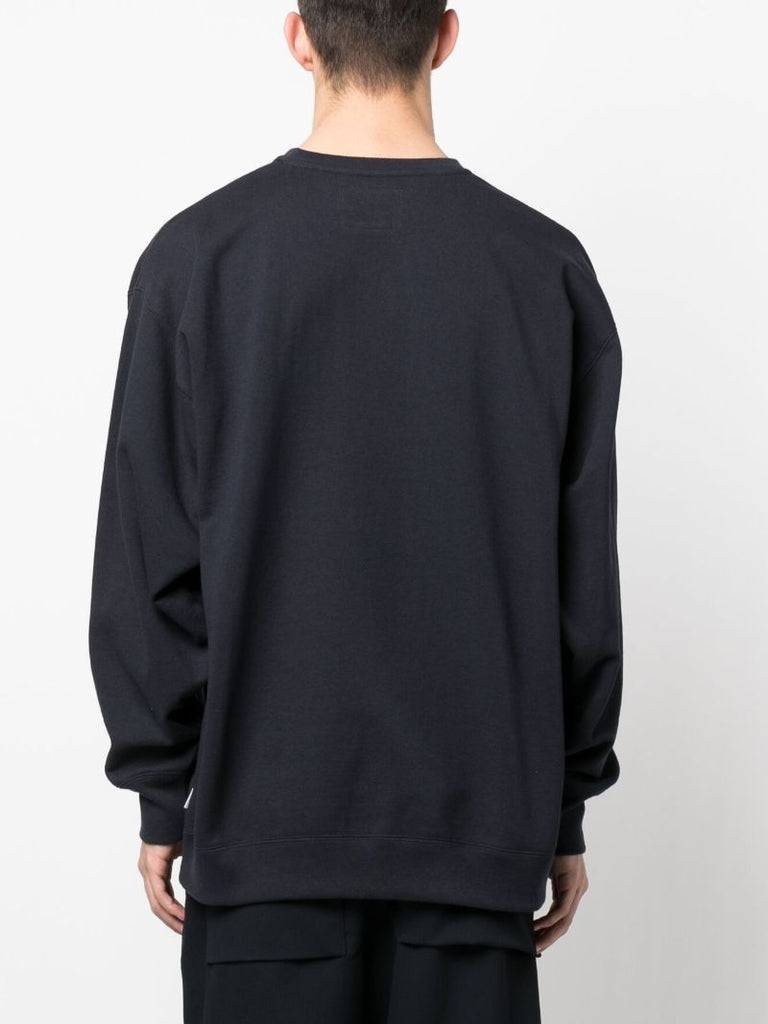Blue Logo Print Cotton Hoodie