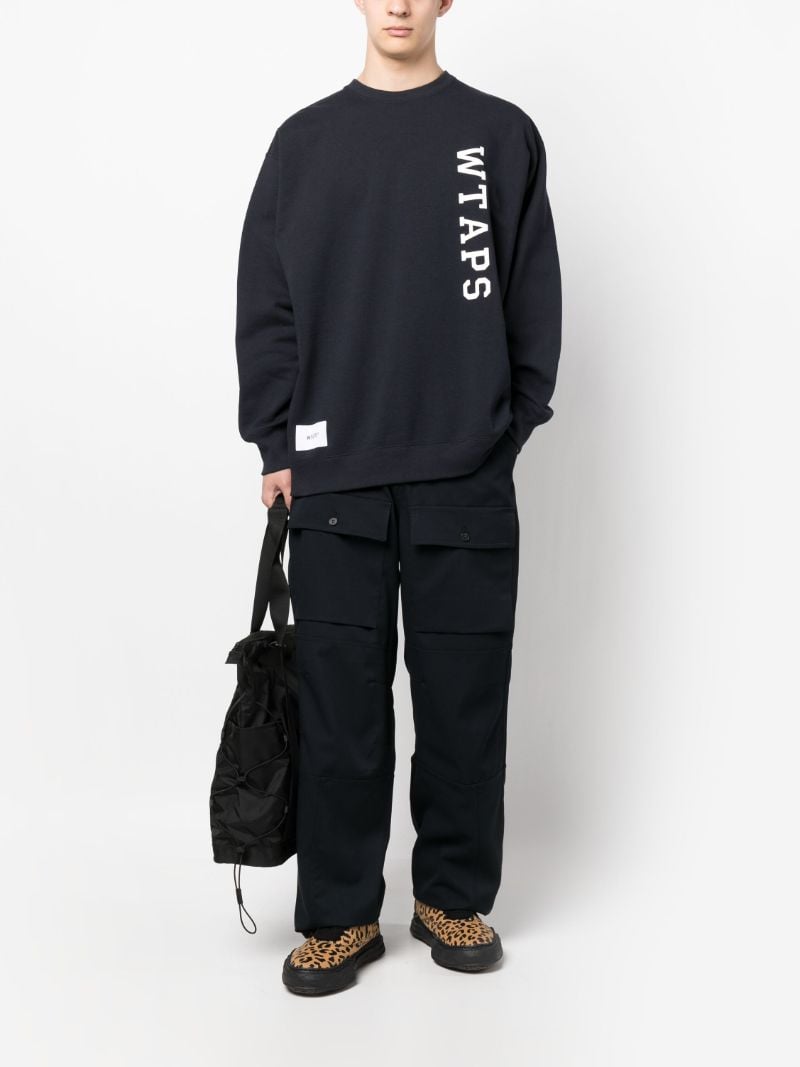 Blue Logo Print Cotton Hoodie