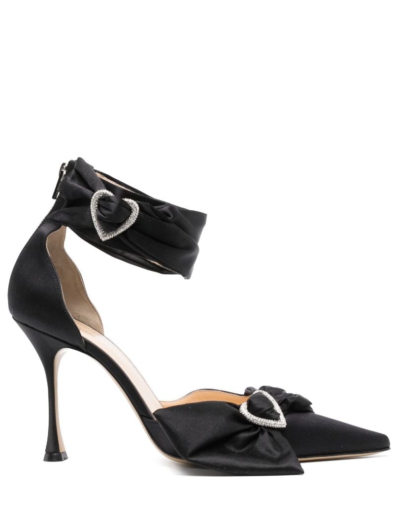 Black Crystal Heart 100 Satin Pumps