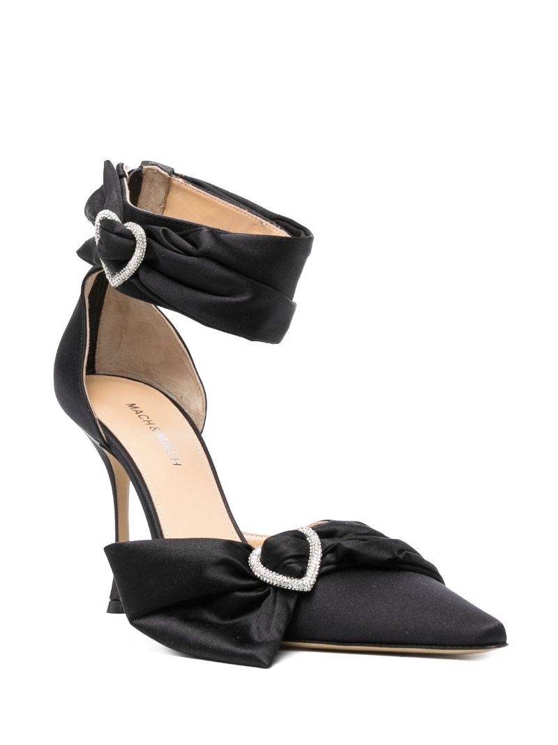 Black Crystal Heart 100 Satin Pumps